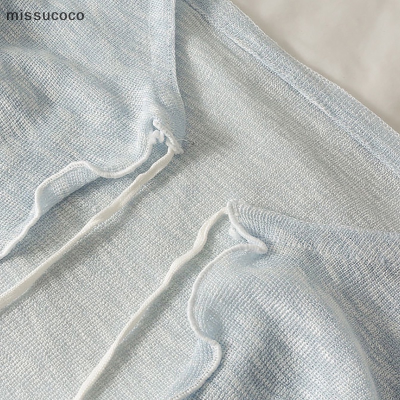 Áo Khoác cardigan Mỏng Tay Dài Màu Trơn Cột Dây Thời Trang Mùa Hè Cho Nữ coc