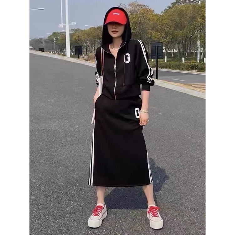 Bộ Áo Sweater Phối Chân Váy Ôm Dáng Thời Trang Mùa Thu Cho Nữ Cỡ Lớn Lên Đến 120kg