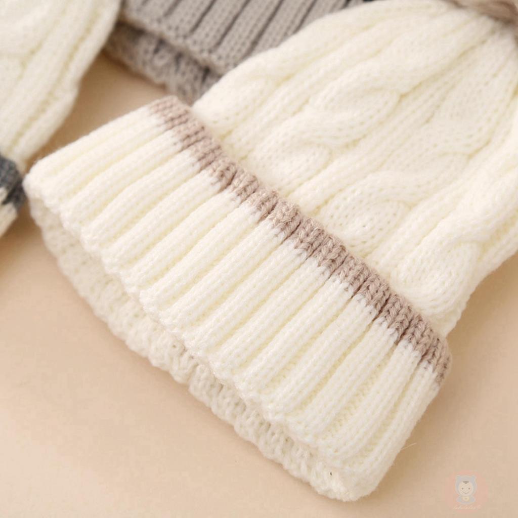 Mũ beanie Đan Len Màu Sắc Tương Phản Thời Trang Mùa Đông Cho Bé Trai 0-12 Tháng Tuổi laa6-baby