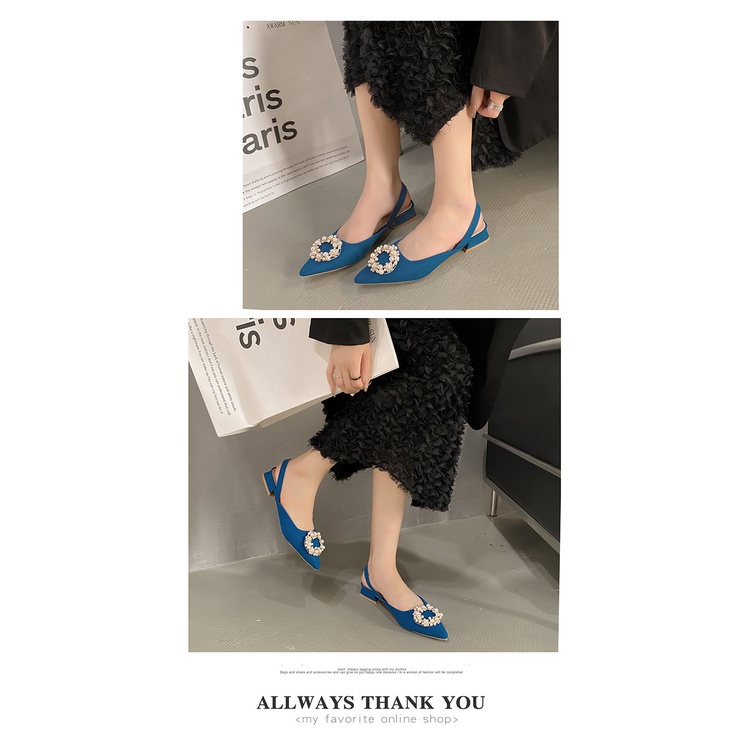 Giày Gót Thấp Dày Dặn Phối Khóa Tròn size Lớn 35-42 Phong Cách Hàn Quốc Cho Nữ