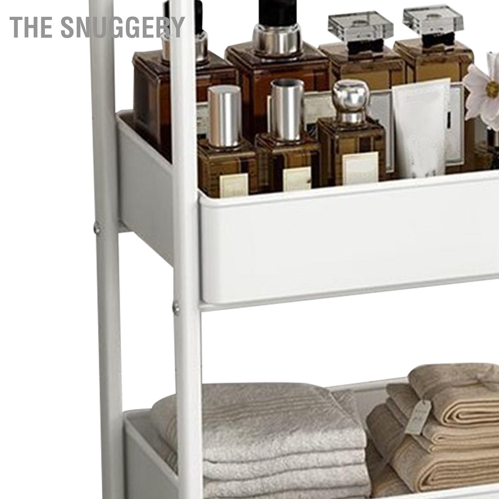 The Snuggery Xe đẩy tiện ích 3 tầng Giá để đồ đa năng có bánh xe cho phòng ngủ Nhà bếp Văn Ký túc xá
