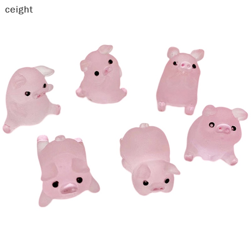 Set 1 / 5 Mô Hình Chú Heo Dạ Quang mini Bằng Nhựa resin Trang Trí Bảng Điều Khiển Xe Hơi diy vn