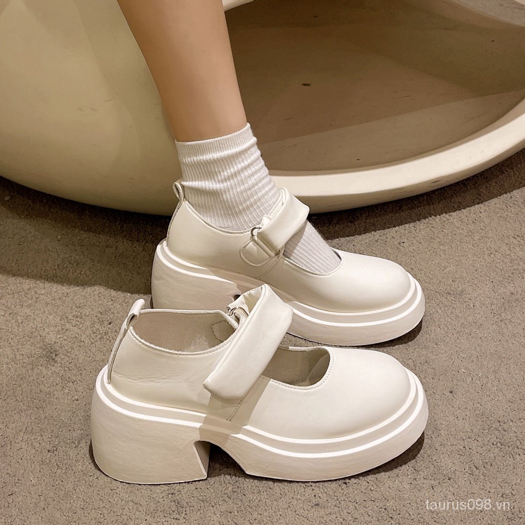 Giày mary jane Da Đế Dày Phong Cách Thời Trang retro Pháp 2023