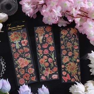 Bộ 3 tấm sticker dán trang trí sổ tay diy hình cây cối & hoa cổ điển