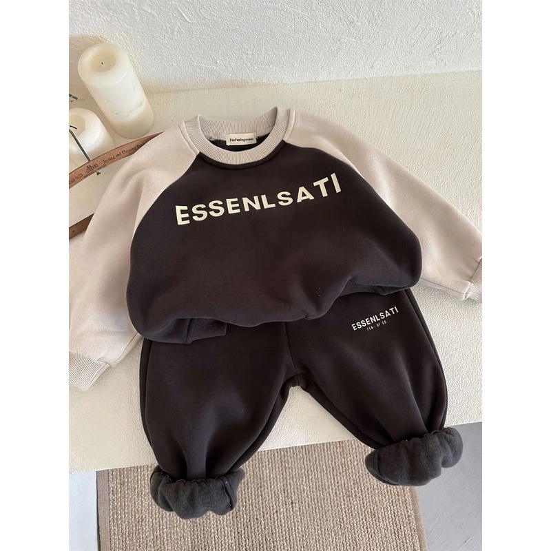 Bộ Đồ Hai Mảnh Áo Nỉ Dày Dặn Phong Cách Hàn Quốc Thời Trang Mùa Đông Mới Dành Cho Bé Trai Bé Gái