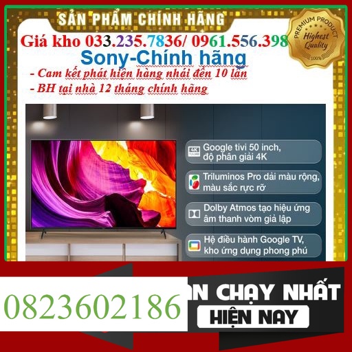 Smart Tivi Sony 50 Inch 4K UHD KD-50X80J &lt; Chính hãng BH:24 tháng tại nhà toàn quốc&gt; - Mới 100% &gt;