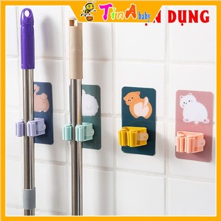 Miếng Dính Treo Chổi - Móc Treo Kẹp Giữ Chổi Cọ Dán Tường, Treo Cây Lau Nhà Hoạt Hình Đáng Yêu E525
