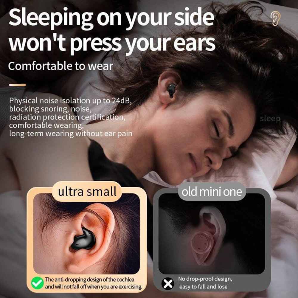 IPX5 Waterproof Noise Cancelling Touch Control Headphones / Mini Invisible Sleep Wireless Earphone / Invisible Stereo Earbuds / Bluetooth 5.3 Hidden Earbuds /