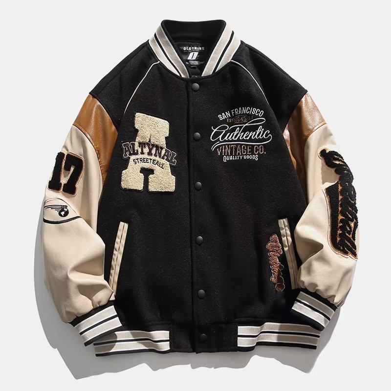 Áo Khoác Bóng Chày Dáng Rộng Thêu Họa Tiết Phong Cách Đường Phố Mỹ Cá Tính Cho Nam