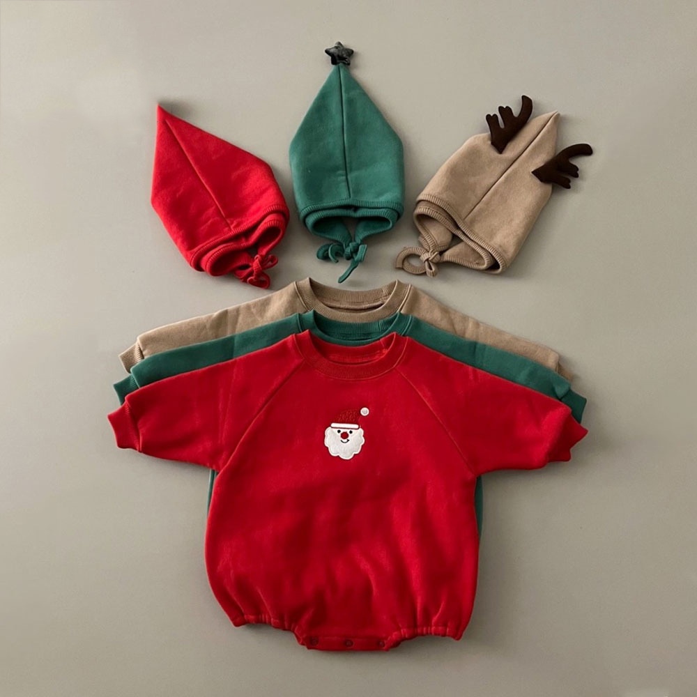 Cậu Bé Giáng Sinh Bé Cô Gái Dài Tay Áo onesie Mũ