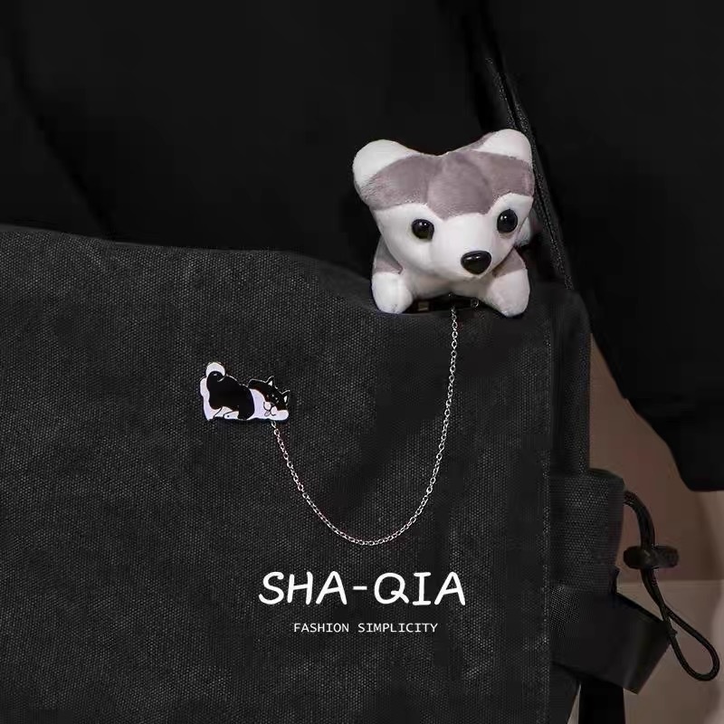 Ere1 Huy Hiệu Cài Áo Hình Búp Bê Hoạt Hình Chó husky Nhồi Bông Đáng Yêu