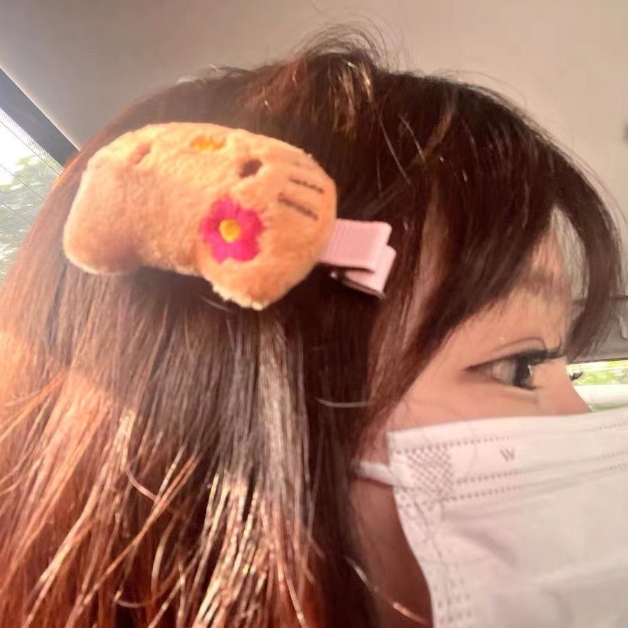 Túi Da Màu Đen Đựng Kẹp Tóc Hình Mèo kitty Dễ Thương