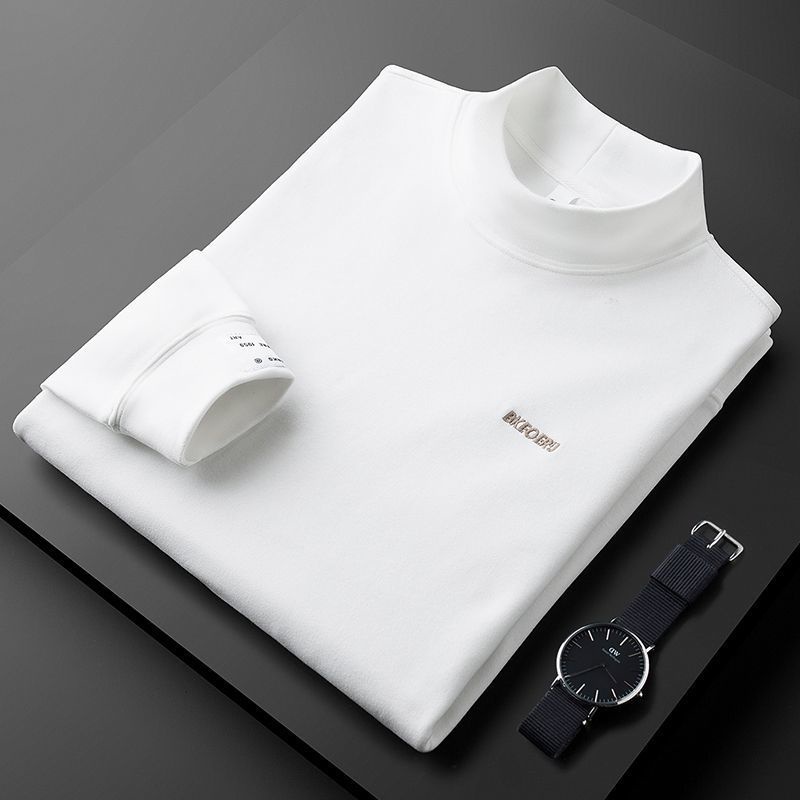 Áo Thun Tay Dài Cổ Lọ Ôm Dáng Thêu Chữ Thời Trang Mùa Thu Ấm Áp Cho Nam