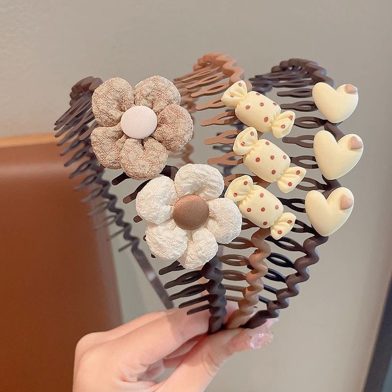 Băng Đô Cài Tóc Màu Cà Phê Thời Trang Hàn Quốc Chống Trượt Có Răng Và Cài Tóc Cho Bé Gái