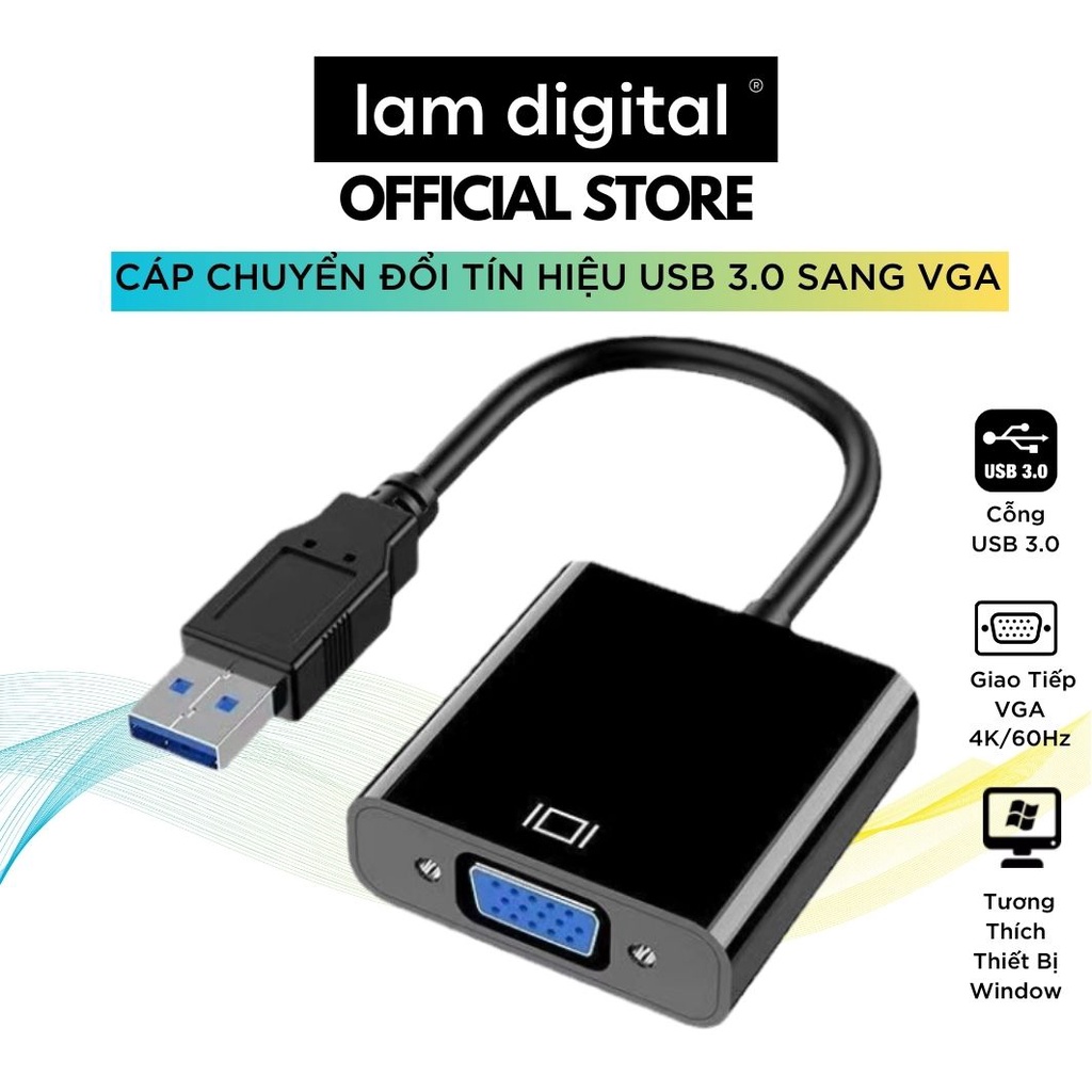 Cáp Chuyển Đổi Tín Hiệu USB 3.0 Sang Cỗng VGA 4K