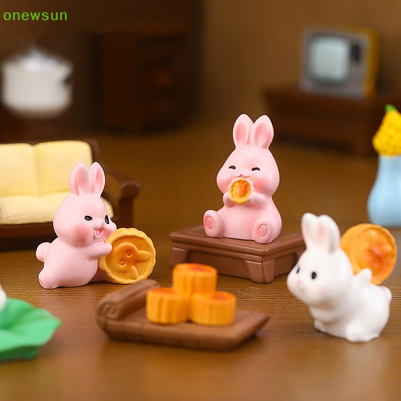 Tượng Thỏ mini Bằng Nhựa resin Dễ Thương Dùng Trang Trí Tiểu Cảnh Mới