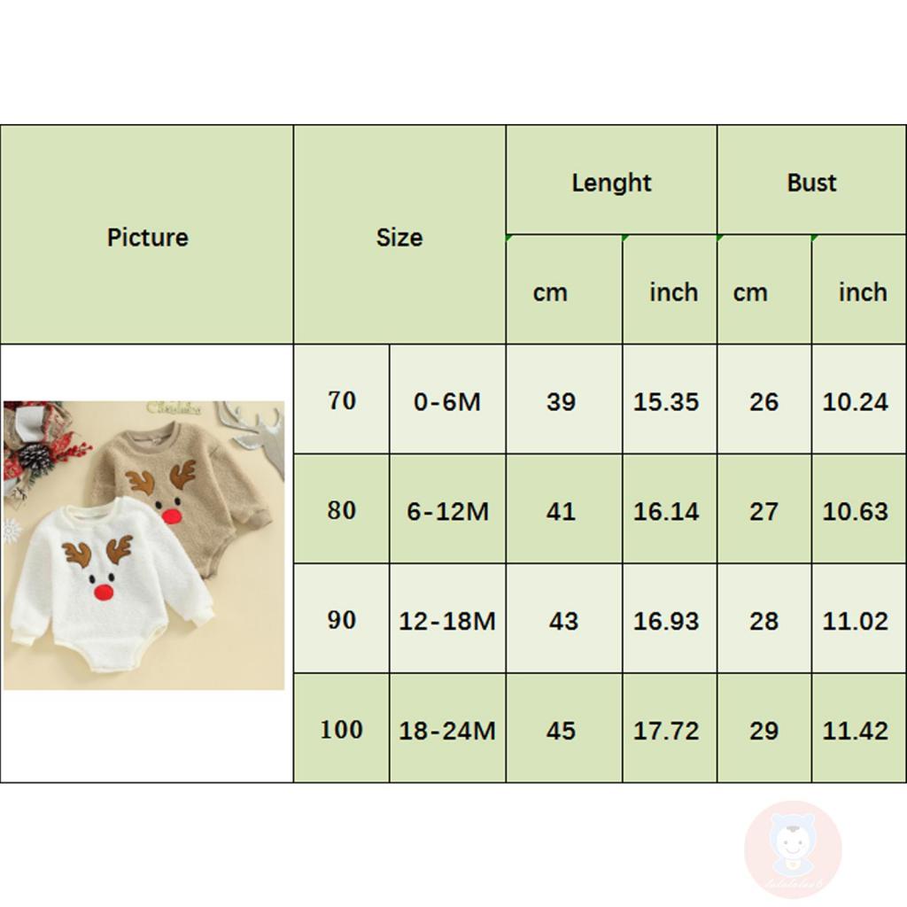 Áo Liền Quần Tay Dài Cổ Tròn Thêu Hình Tuần Lộc laa6-baby fleece