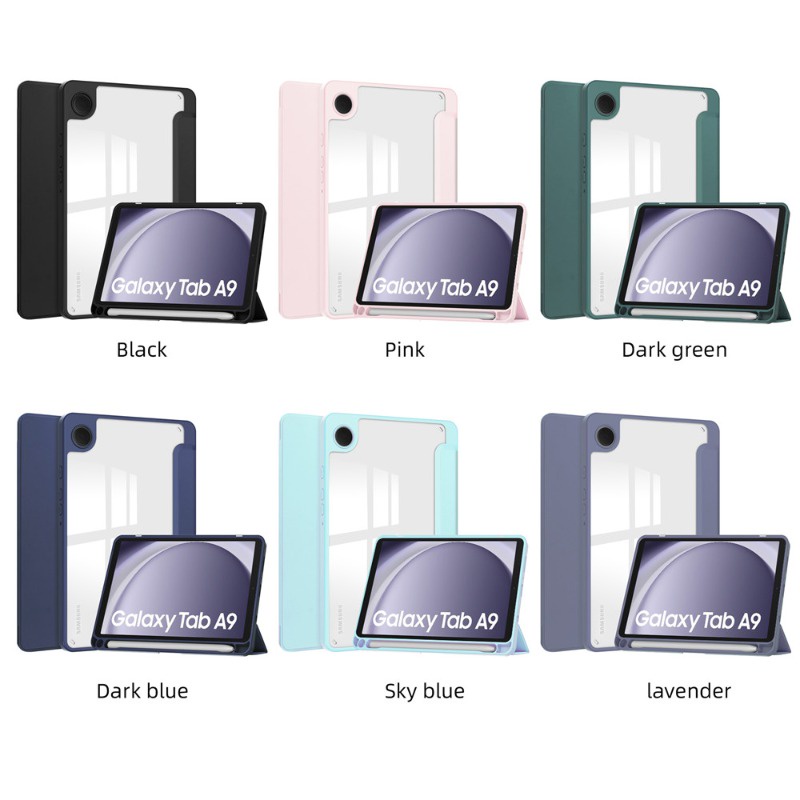 Bao Da Máy Tính Bảng pu Nắp Gập Thông Minh Có Ngăn Đựng Bút Cho samsung galaxy tab a9 8.7 Smx110 Smx115 Smx117 Giá Đỡ