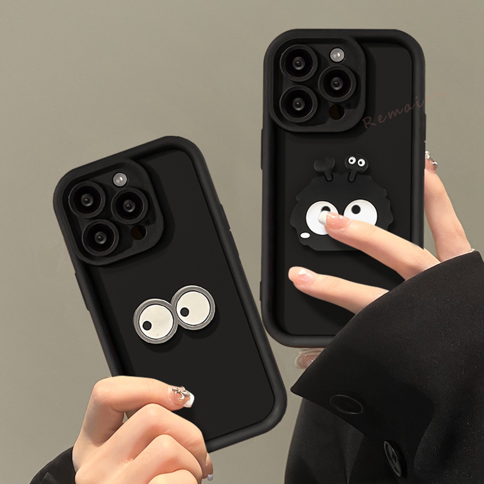 Ôp Điện Thoại Silicon Dẻo Màu Đen 3d Dễ Thương Cho iphone 11 12 13 14 15 pro max 11pro 12pro x xr xs max 7 8 plus se 2020 Ốp