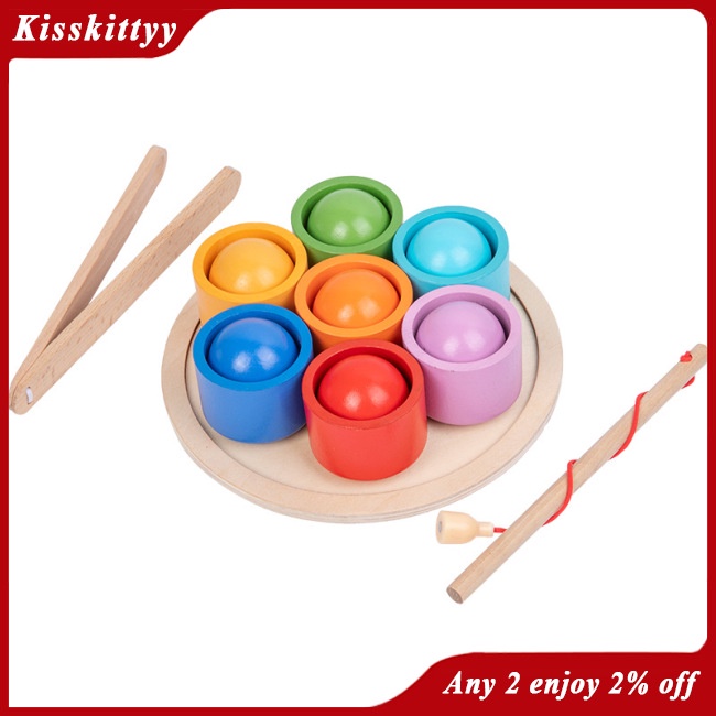 Kisskitty Trò Chơi Phân Loại Câu Cá Bằng Gỗ 2 Trong 1