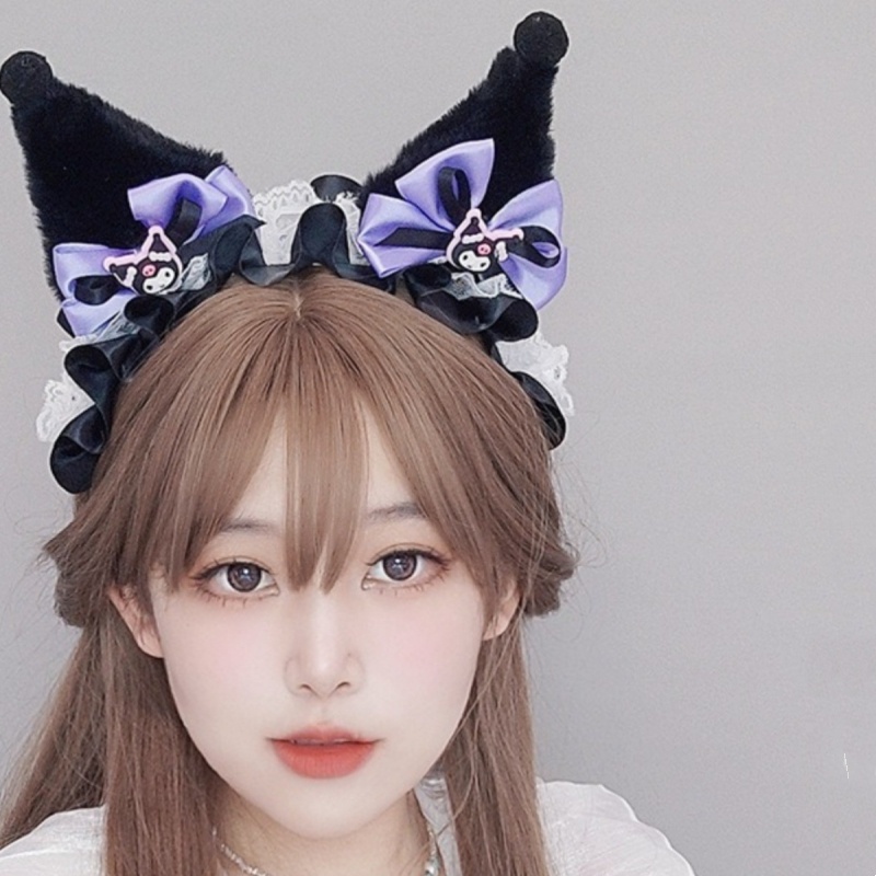 Băng Đô Tai Thỏ Phối Ren Hóa Trang lolita Dễ Thương Cho Nữ