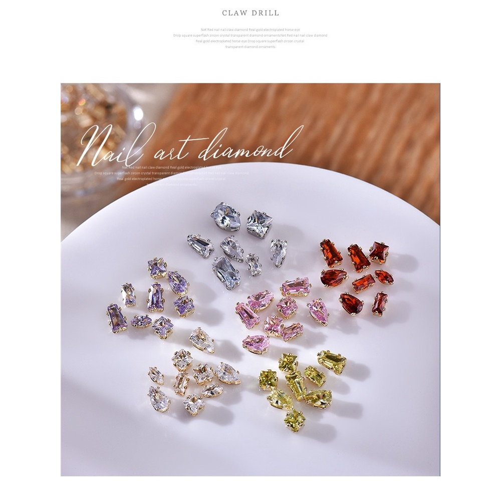 ♕ 20 chiếc Nail Art Claw Trang sức kim cương Giọt nước Hình mắt ngựa Kim cương Zircon Mũi khoan siêu flash Trang trí móng tay Công cụ làm móng tay cho cửa hàng làm móng UPBEST