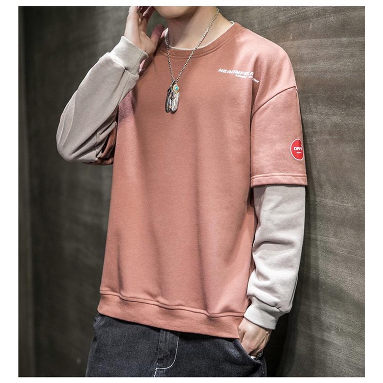 Áo Thun Tay Dài Giả Hai Lớp Cổ Tròn In Chữ Thời Trang Mùa Thu Cho Nam size m-4xl