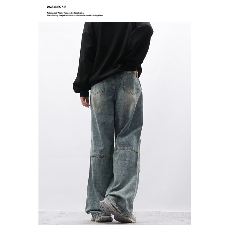 Quần jeans Dài Ống Rộng Phong Cách retro Thời Trang Cho Nam