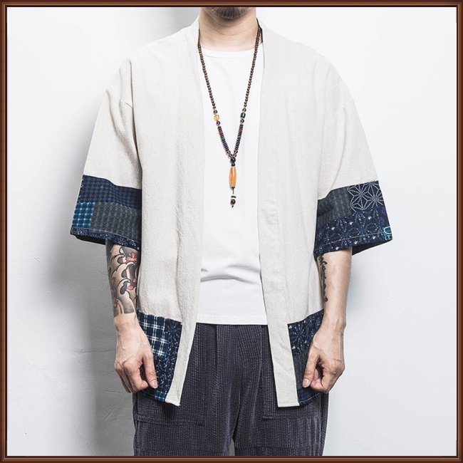 Áo Khoác cardigan cotton linen Tay Lửng Phong Cách Dân Tộc Cho Nam