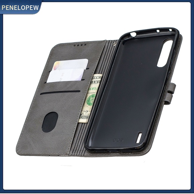 Bao Da Điện Thoại denim Màu Trơn Khóa Trước Cho xiaomi cc9-a3 lite Ốp