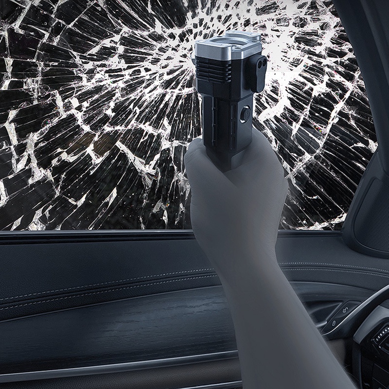 Đèn pin siêu sáng - Búa đèn pin Led 4 Trong 1 đa chức năng búa thoát hiểm khẩn cấp, chống nước siêu bền - YKD