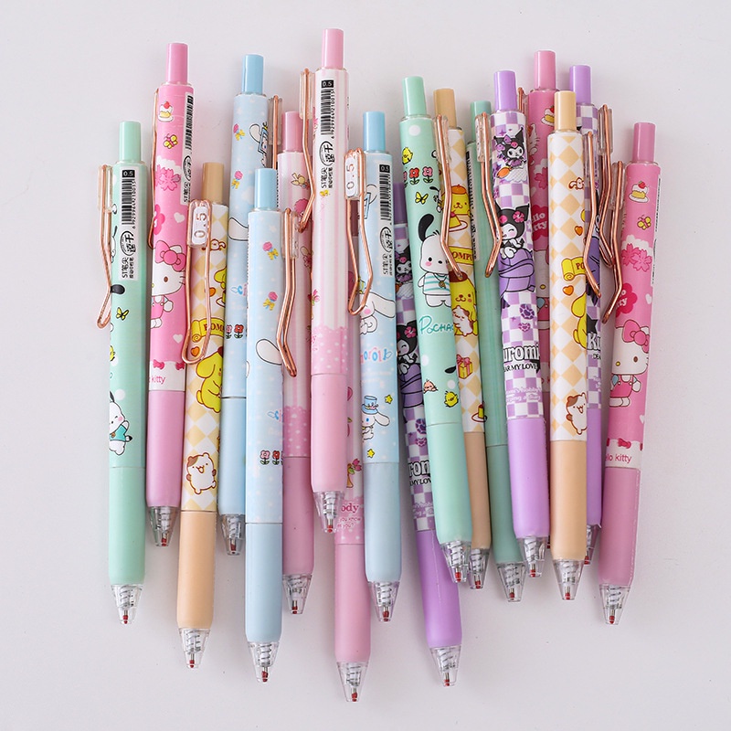 ⚡VẬN CHUYỂN NHANH⚡⚡ Bút Gel Sanrio Bút Bấm Ngẫu Nhiên 1 Chiếc Hello Kitty Cinnamoroll Kuromi My Melody Gel Ink Pen Bút Trung Tính Dùng Cho Trường Học, Văn Phòng, Dụng Cụ Viết