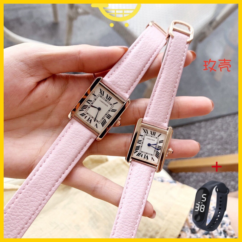 Đồng hồ nữ Đồng Hồ Đeo Tay Máy quartz Mặt Vuông Dây Da Phong Cách retro Cho Cặp Đô 101049