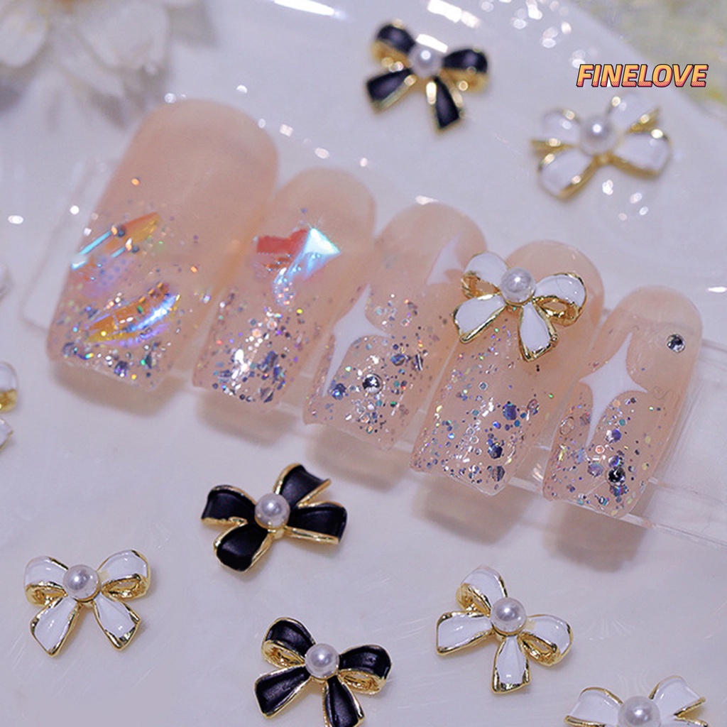 Set 10 Phụ Kiện Trang Trí Móng Tay Hình Nơ 3d Độc Đáo