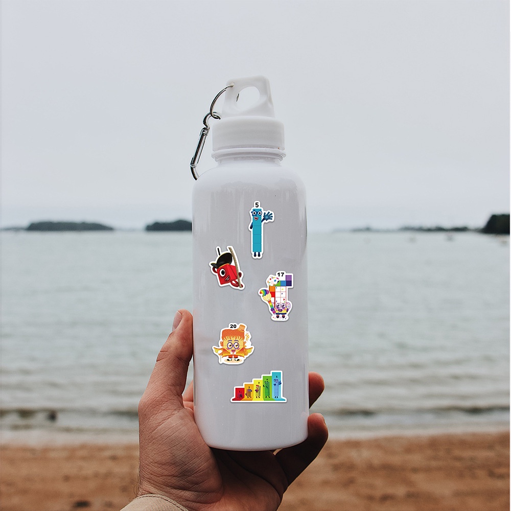 52PCS Cartoon Digital Block Stickers Khối kỹ thuật số Cartoon DIY Kids Chai nước Xe máy Stickers Trượt ván Đồ chơi Stickers