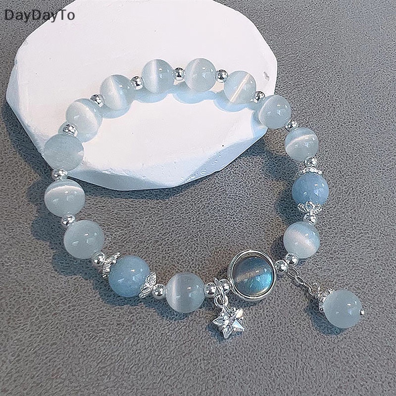 Vòng Tay Chuỗi Hạt Pha Lê Ánh Sáng Xanh Dương Nhạt Chính Hãng Cho Nữ