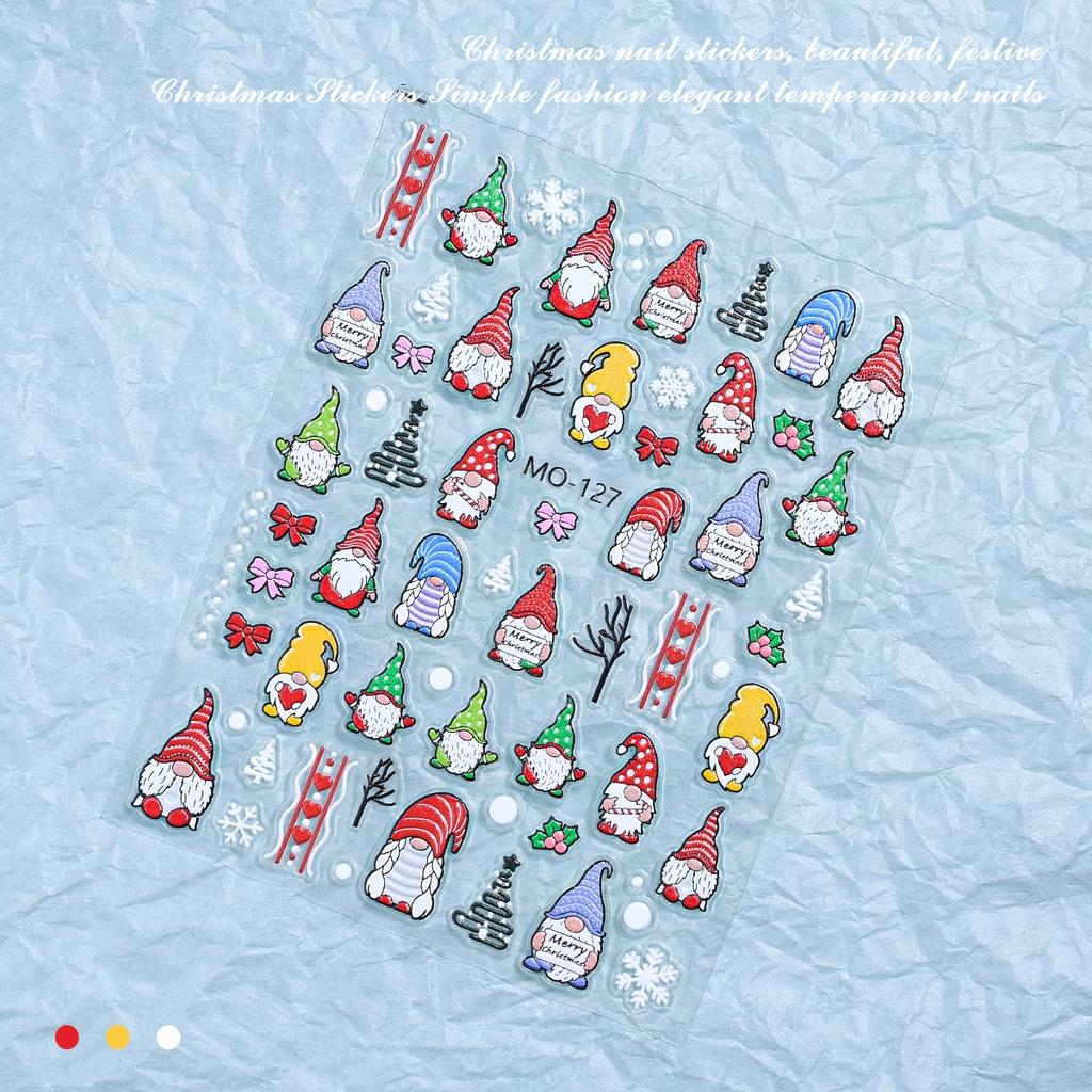 Miếng Dán Móng Tay 5d Họa Tiết Giáng Sinh Hoạt Hình Phong Cách Âu Mỹ santa claus snowman snowflake Bán Sỉ