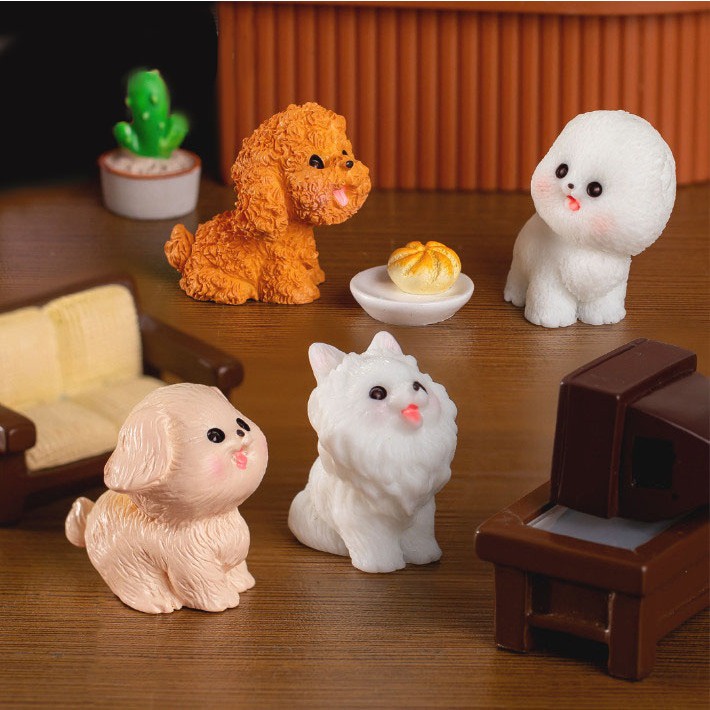 Tượng các mẫu chó mini dễ thương decor bàn học bàn làm việc