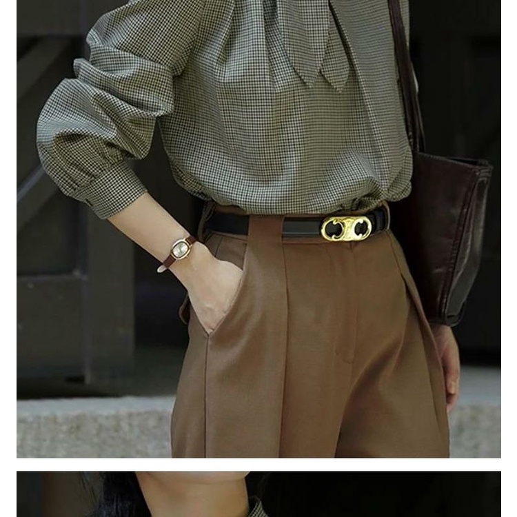 Áo Sơ Mi Họa Tiết Kẻ Sọc Phong Cách Phương Tây Thời Trang Xuân Thu Cho Nữ