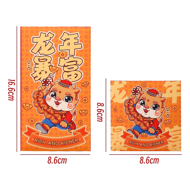 Set 6 Bao Lì Xì Đỏ angpao Mừng Năm Mới 2024
