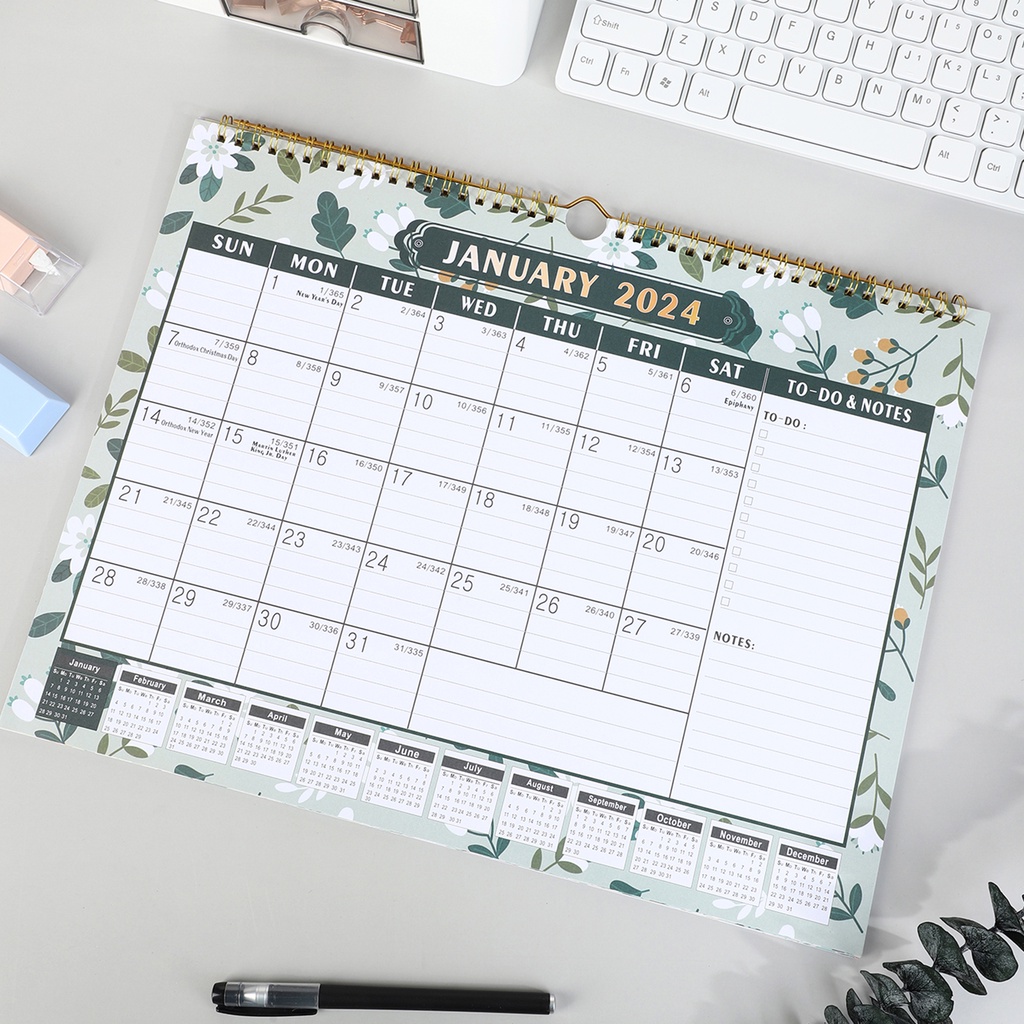 Lịch Để Bàn Năm 2024 2024 Kích Thước Lớn 17 "x 12"