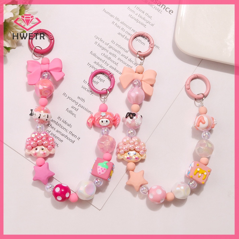 Hwetr dopamine Dây Đeo Điện Thoại Chuỗi Hạt Xoăn Tóc Màu Kẹo Hình Máy Ảnh Dễ Thương Cho Nữ Mới