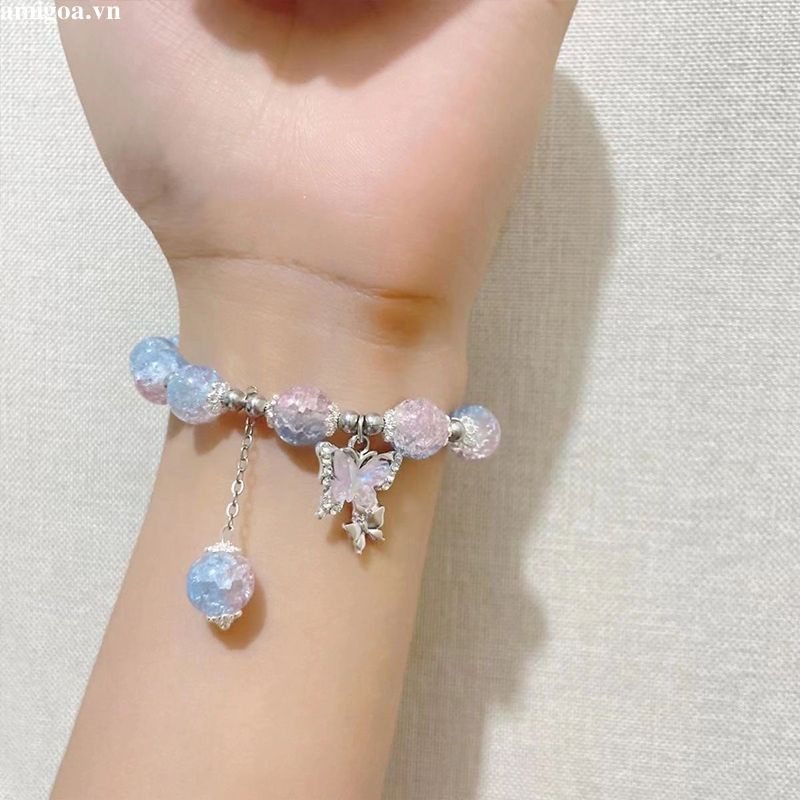 ✨✨Vòng Tay Kính Hình Bướm Phong Cách Cổ Tích Màu Sắc Ngọt Ngào Cho Nữ
