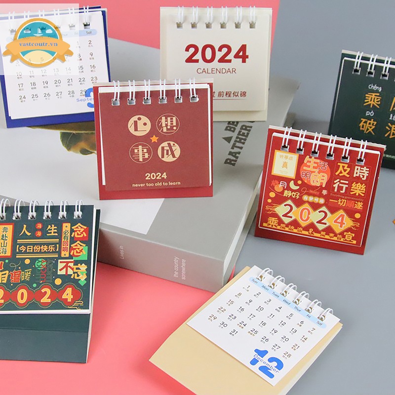 Lịch Để Bàn mini coutr 2024 Dùng Trang Trí Văn Phòng / Trường Học