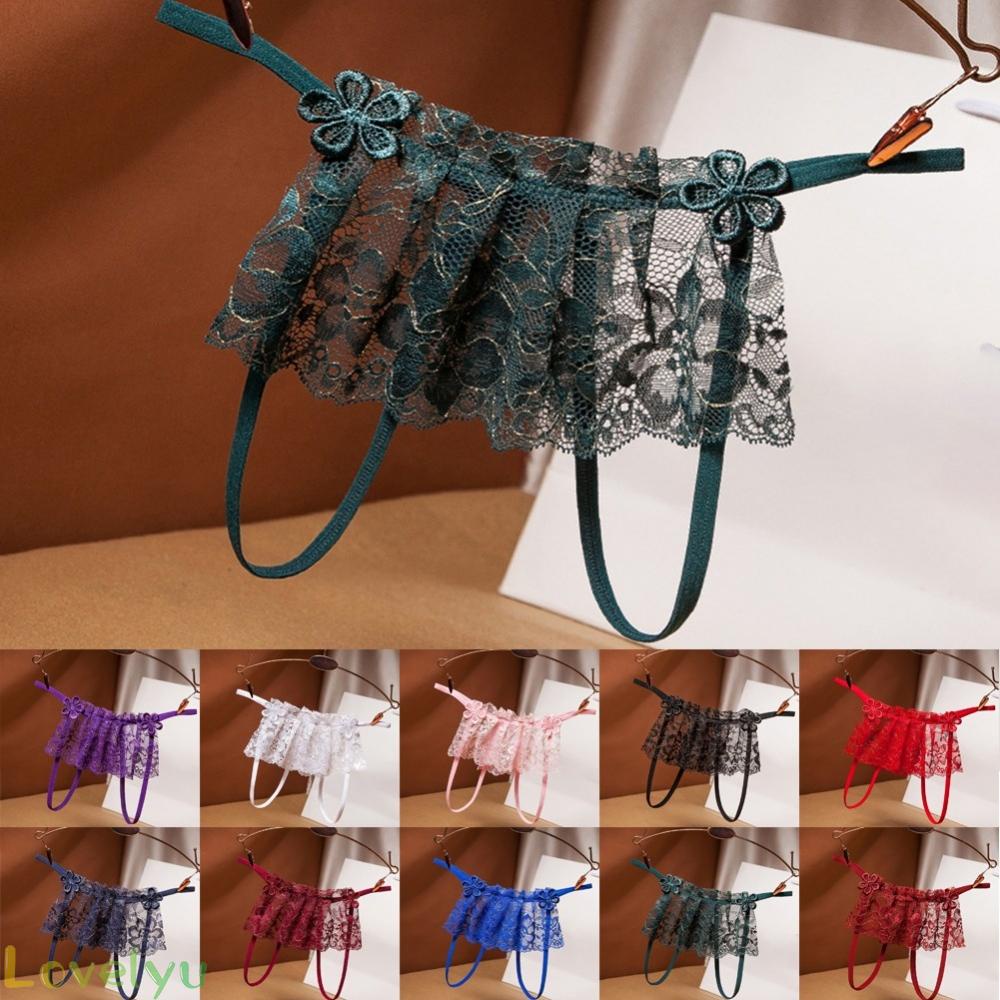 ⭐NEW ⭐Seductive Lace Lingerie G String Briefs with Open Crotch Women's Underwear