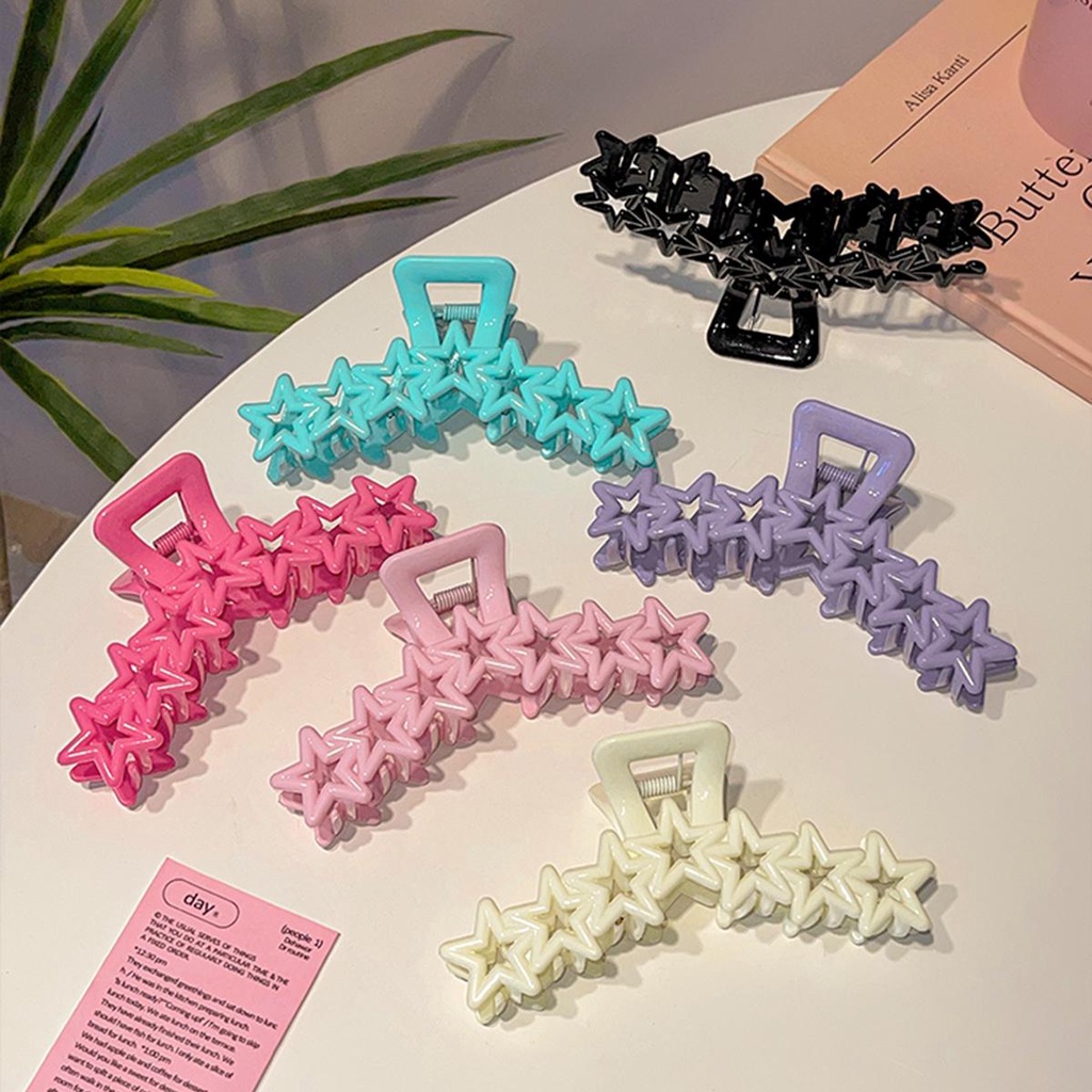 Kẹp Tóc Nhựa Hình Ngôi Sao / Trái Tim Màu Sắc Ngọt Ngào Thời Trang Cho Nữ CHLINS