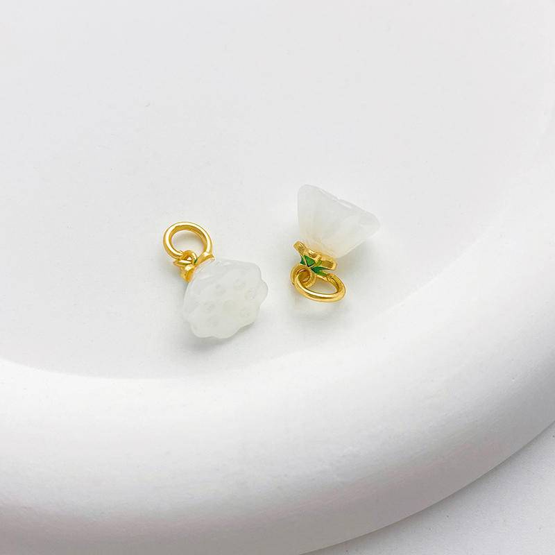 Mặt Dây Chuyền / Vòng Tay / Dây Chuyền Thủ Công Bằng Ngọc Bích Giả Màu Vàng 18k Hình Hoa Sen Có Khóa An Toàn diy