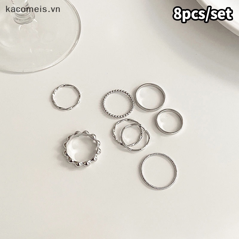 Kaimeisvn set Nhẫn Đeo Khớp Ngón Tay Dạng Xoắn Tròn Màu Vàng Kim Phong Cách punk Thời Trang Cho Nữ vn