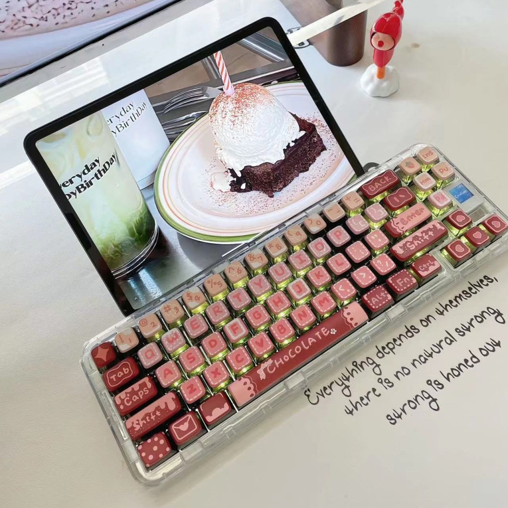 Keycaps dâu tây chứa đầy rượu, keycap 120 phím, thăng hoa PBT, thích hợp cho bàn phím phím 87/68/84/104/108 ​