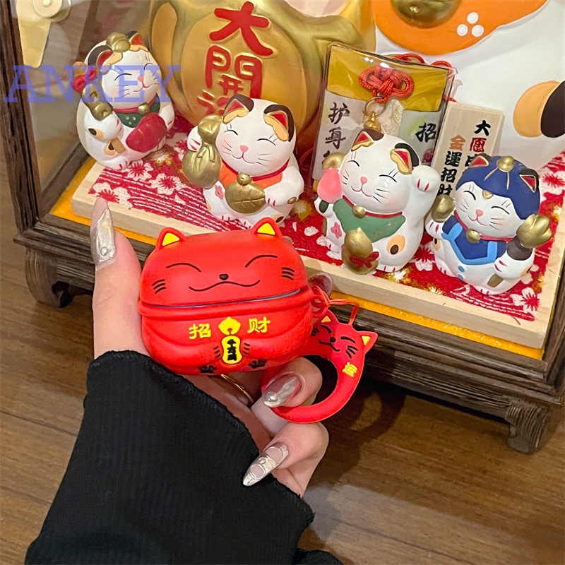 For Samsung Galaxy Buds FE / Buds Pro / Buds2 / Buds 2 Pro / Buds Live Case Lucky Cat Protective silicone Cute Cartoon Covers Bluetooth Earphone Shell Headphone Portable